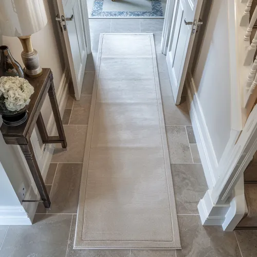 Signal White Wool Runner with Ivory White Border