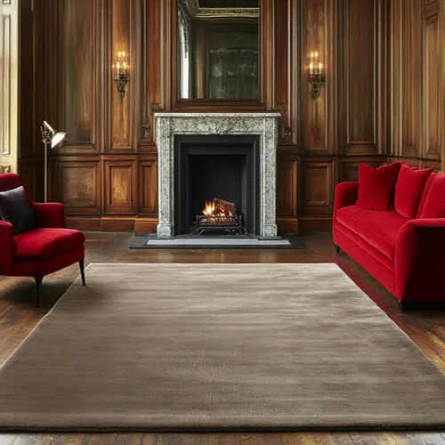 Plain Olive Grey Wool Rug