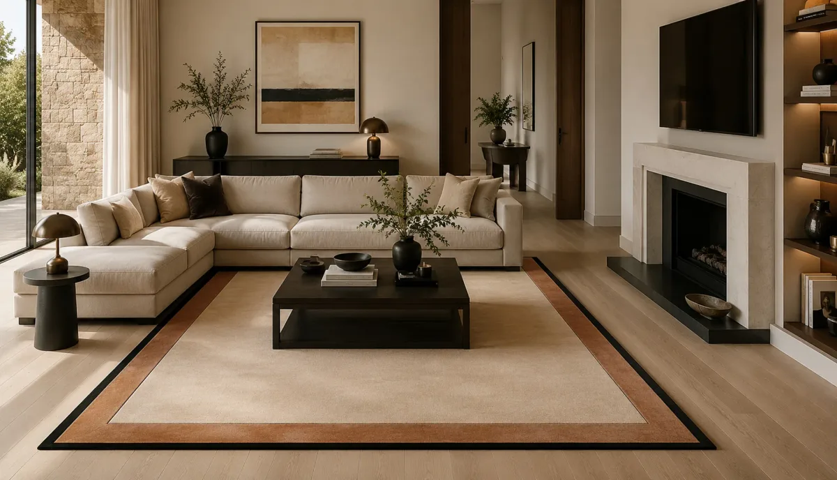 Peach White Wool Rug with Wool & Art Silk Borders