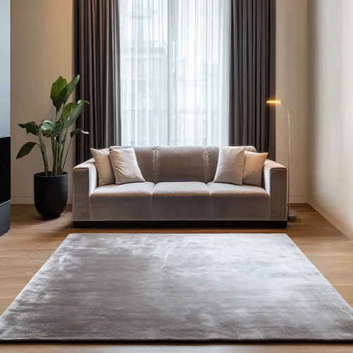 Plain Agate Grey Art Silk Rug