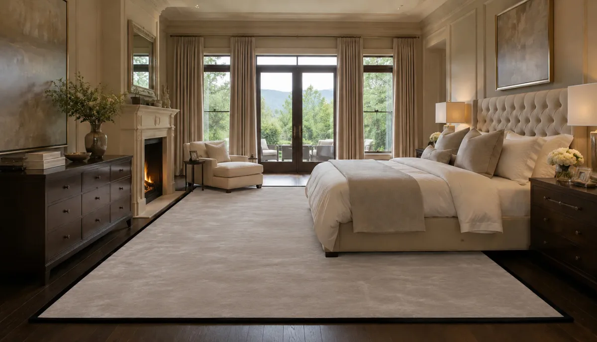 Beige Art Silk Rug with Jet Black Border