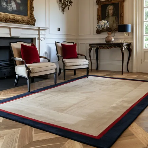 Beige Wool Rug with Wool Borders
