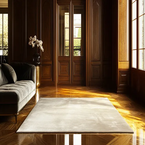 Plain Oyster White Art Silk Rug