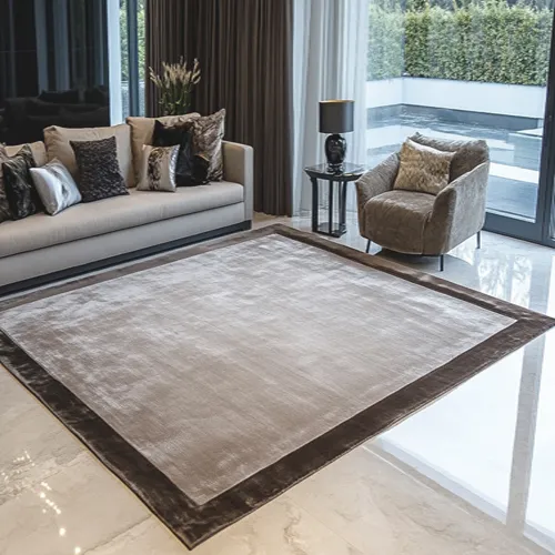 Agate Grey Art Silk Rug with Quartz Grey Border