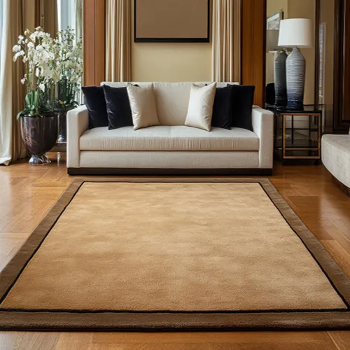 Hint Of Copper Brown Wool Rug with Wool Borders
