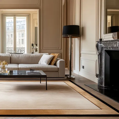Cream Wool Rug with Wool & Art Silk Borders