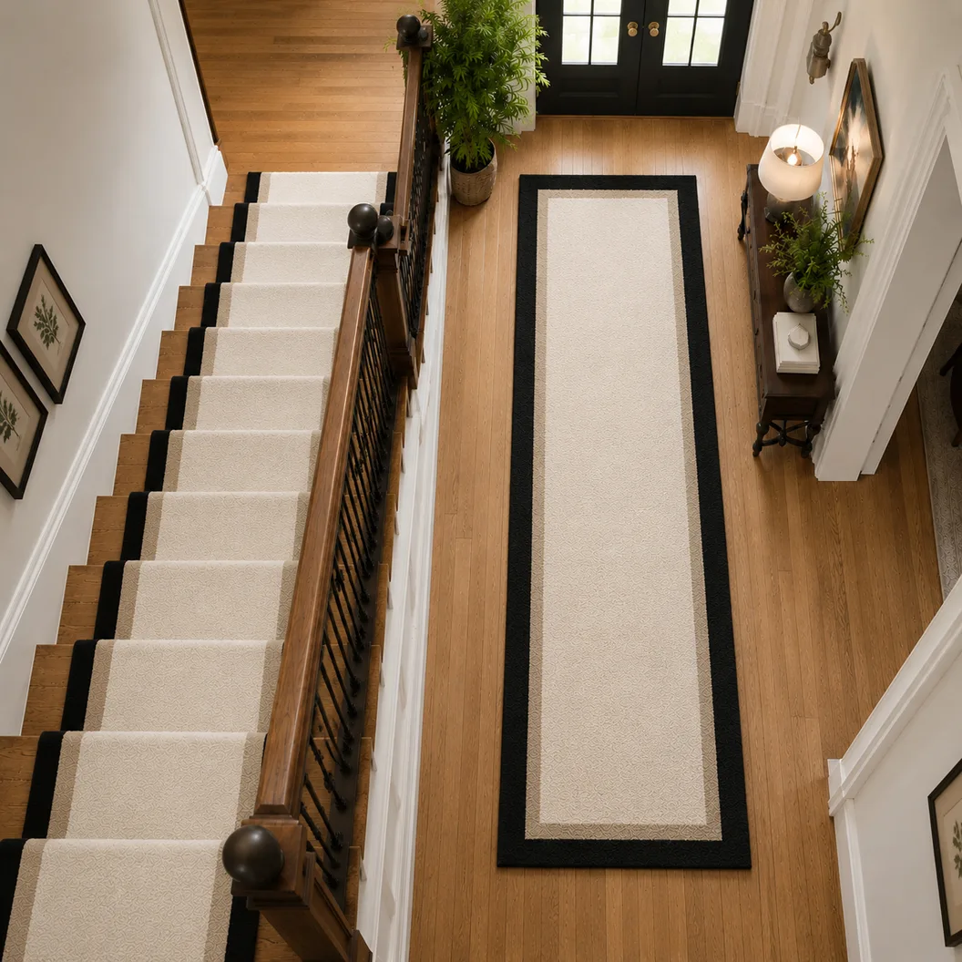 Cream Wool Runner with Wool Borders - Rug Roomset Collection