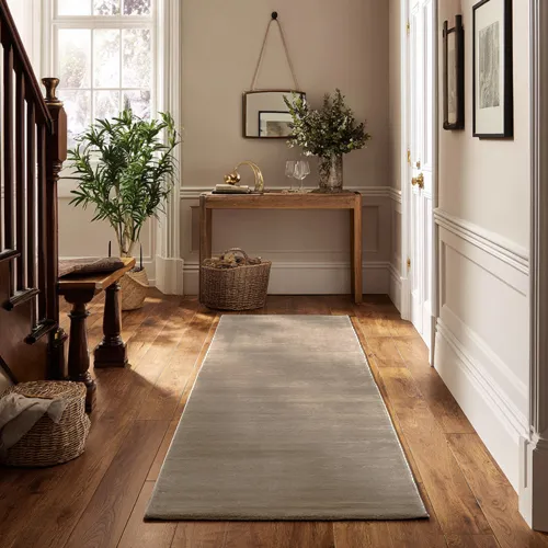 Plain Pale Olive Grey Wool Runner