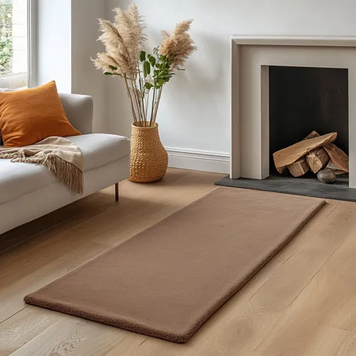 Plain Pale Mouse Brown Wool Runner