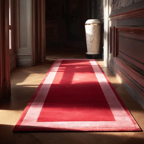 Strawberry Pink Wool Runner with Wool & Art Silk Borders