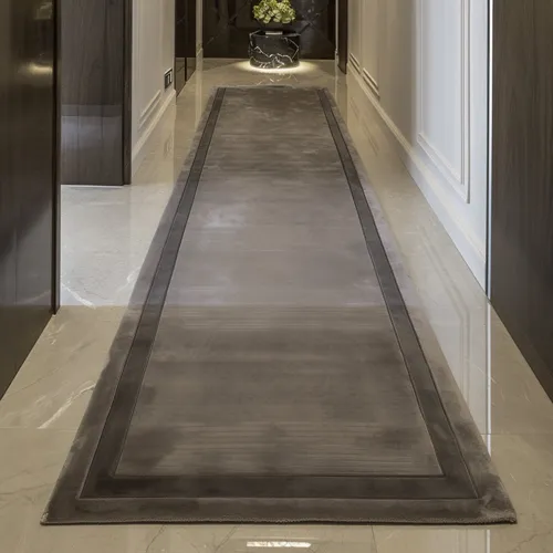 Dark Platinum Grey Art Silk Runner with Art Silk Borders
