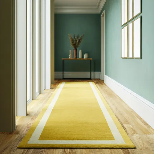 Lemon Yellow Wool Runner with Wool Borders
