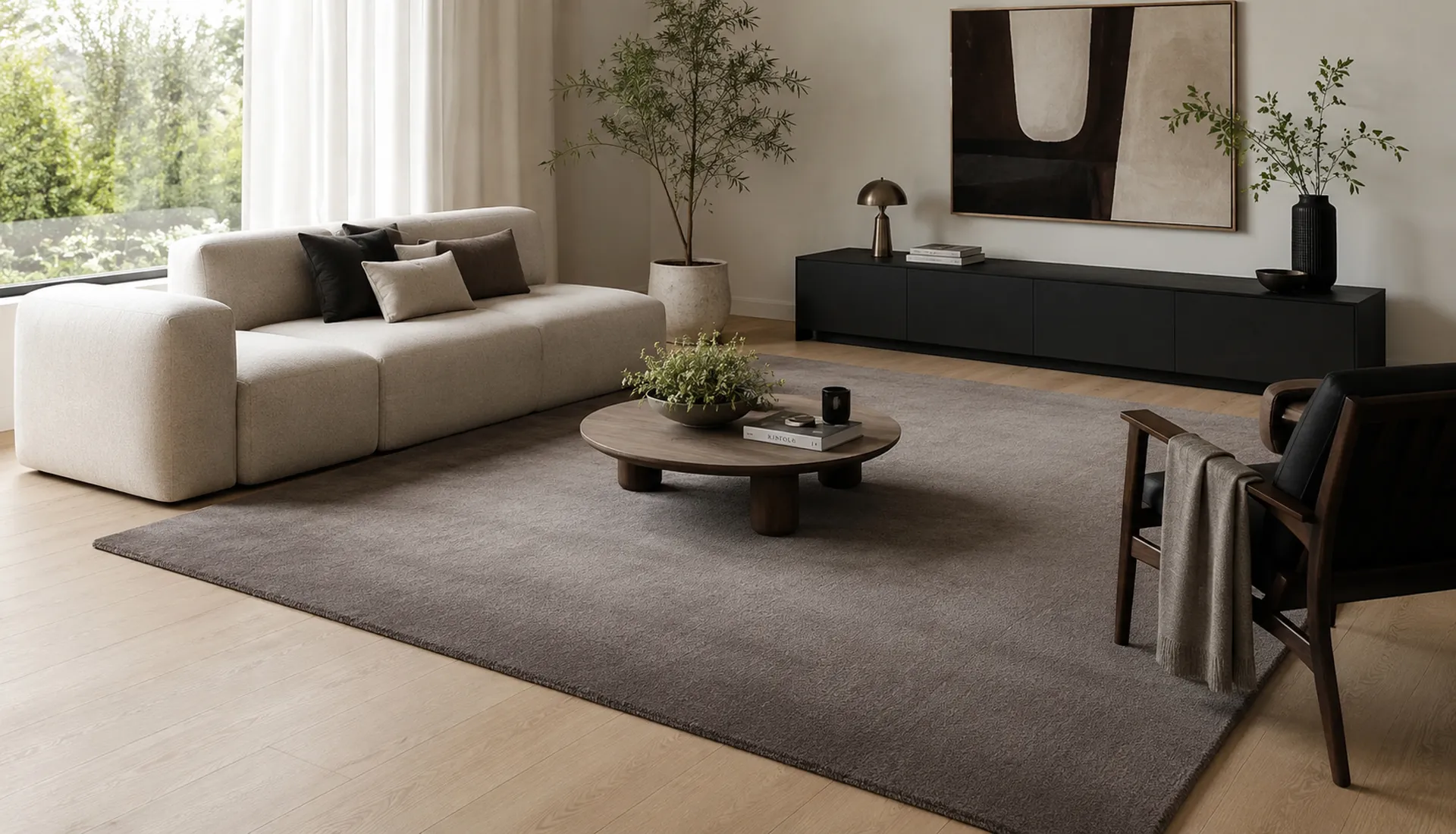 Plain Dusty Gray Wool Rug