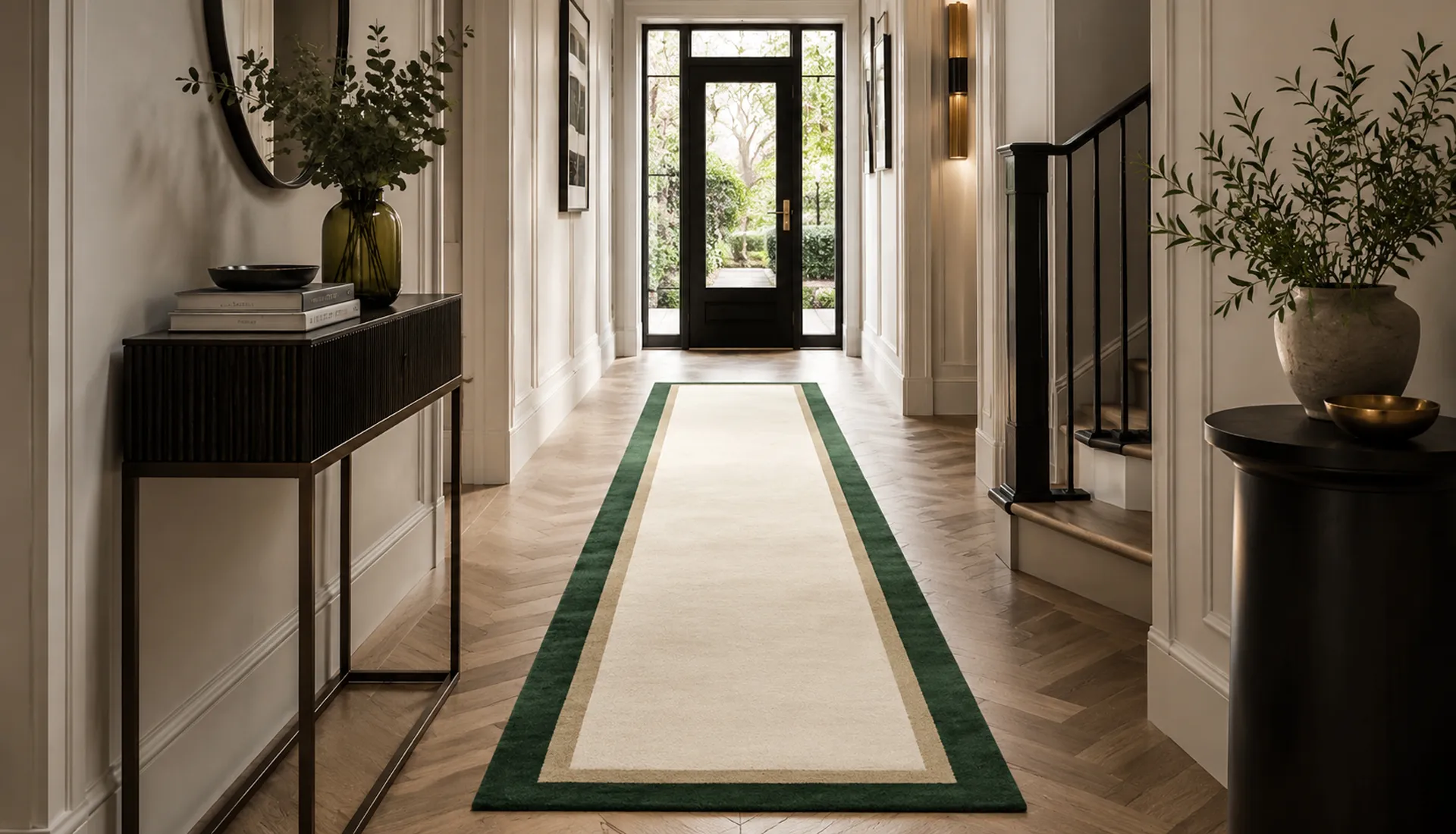 Cream Wool Runner with Wool Borders