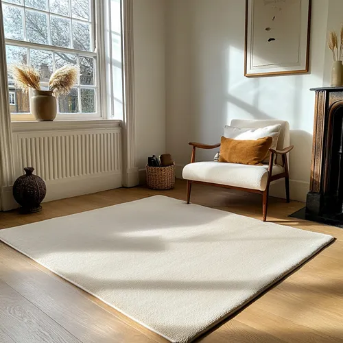 Plain Traffic White Wool Rug