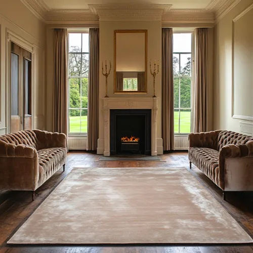 Plain Beige Viscose Rug