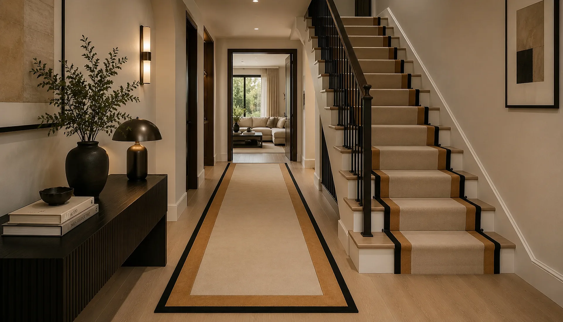 Peach White Wool Runner with Wool & Art Silk Borders